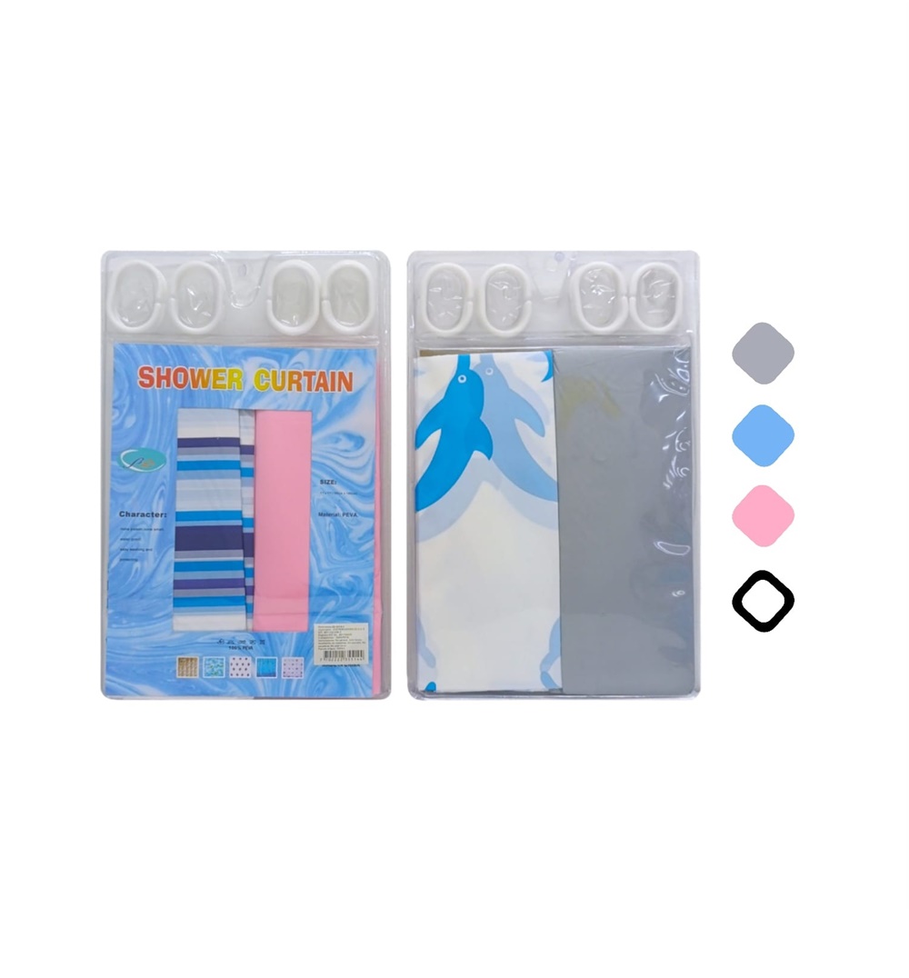 CORTINA BAÑO X2 SURTIDDO COLORES 2D-5514-2