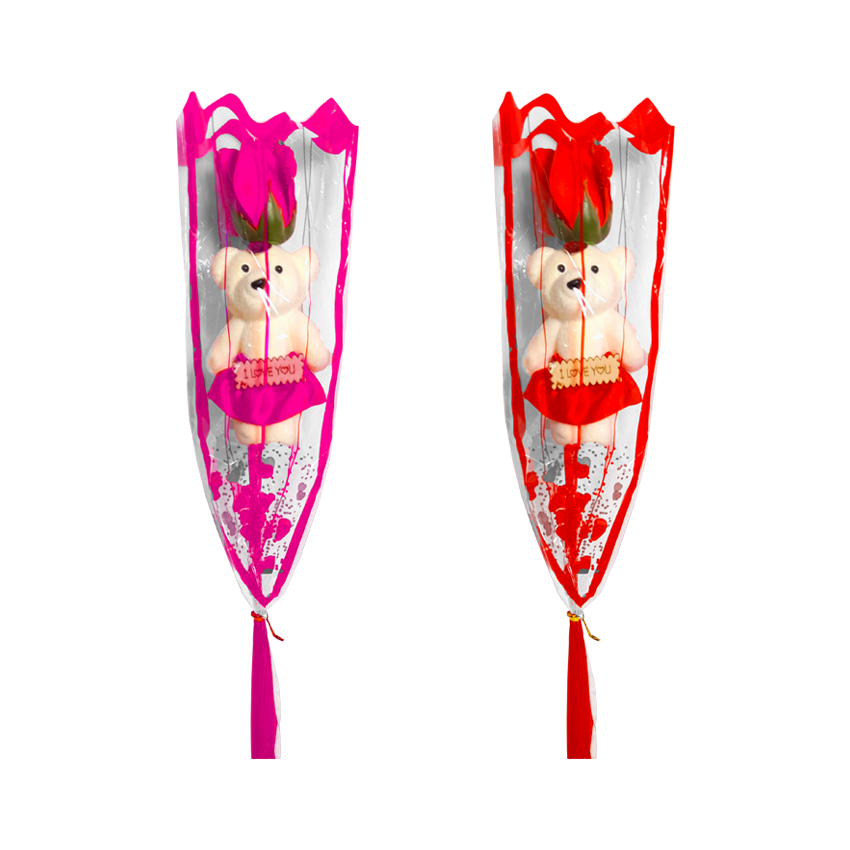 ROSA CON OSO FELIZ DIA (PQTX12):