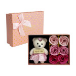 ROSAS CON OSO FELIZ DIA EN CAJA: