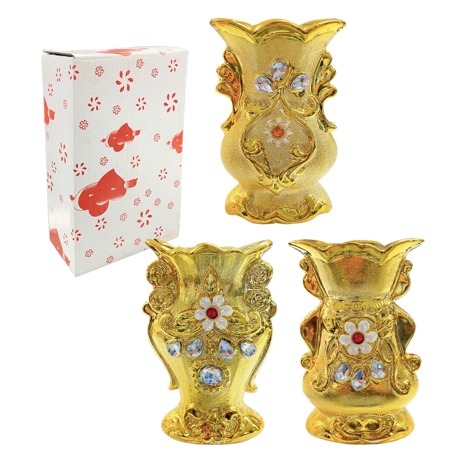 FLORERO DECORATIVO DORADO: