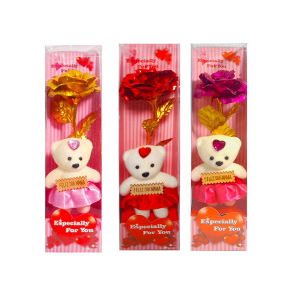 FLOR BRILLANTE CON OSO FELIZ DIA EN BLISTER (CJX20):