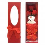 RAMO ROSAS CON OSO FELIZ DIA EN CAJA: