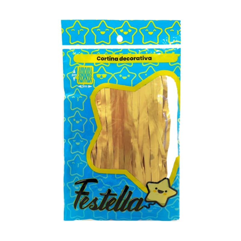 CORTINA DE FIESTA MATE 2M*1M DORADA