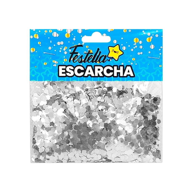 ESCARCHA PARA GLOBO PLATEADO HEXAGONAL (PQTX12)