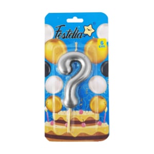 VELA SIGNO INTERROGACION 6CM PLATEADA ? (CJX12)