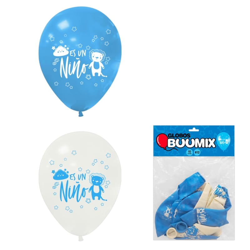 GLOBO DE LATEX ES NIÑO R12X10 AC-B (PQTX12)´