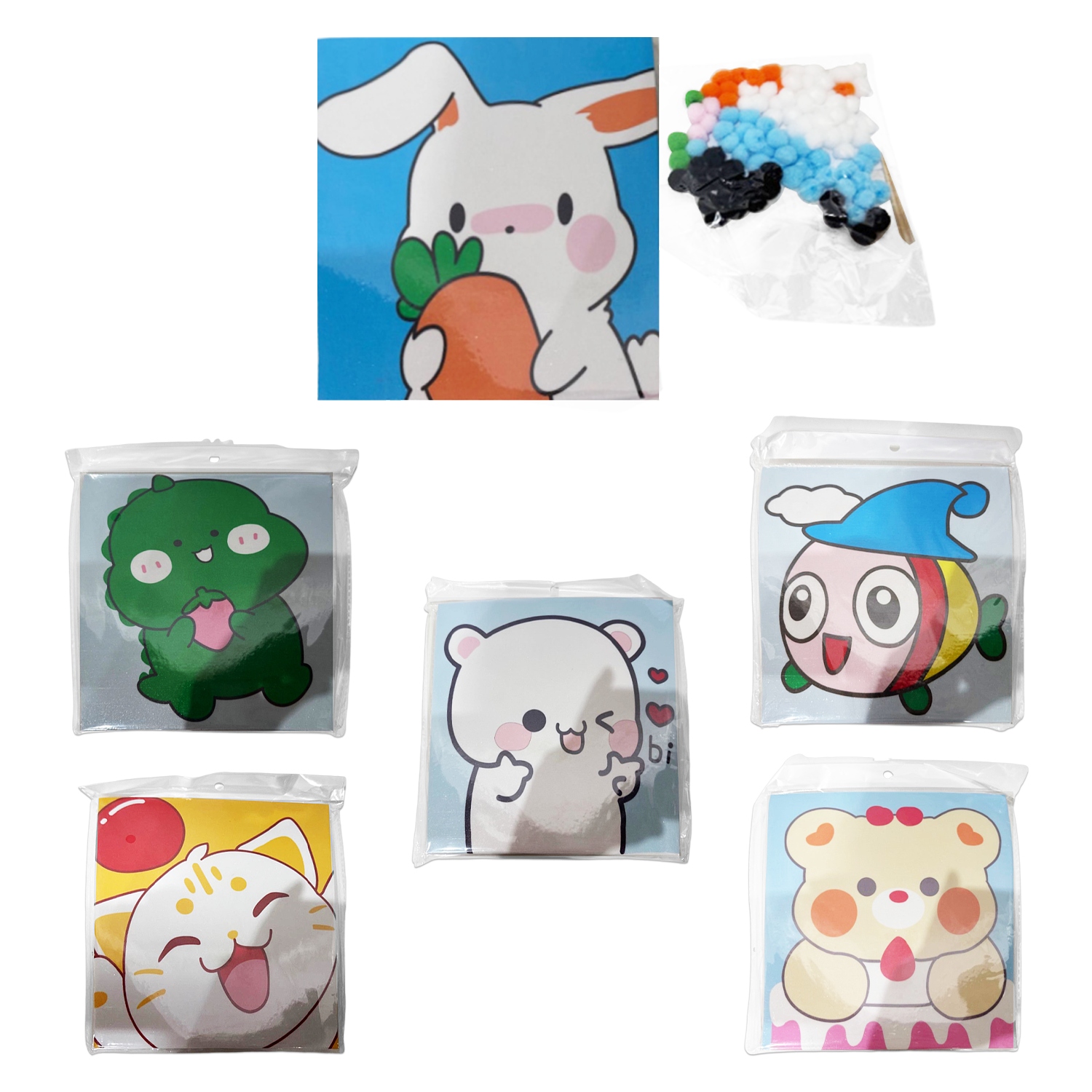 CUADRO DECORATIVO DE POMPONES 20*20CM