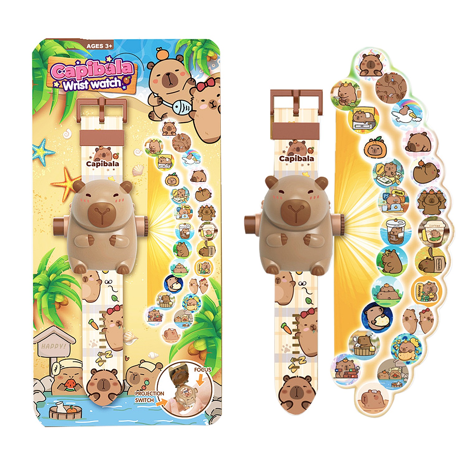 RELOJ CAPIBARA CON PROYECTOR ENCARTONADO