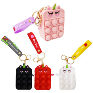 LLAVERO MONEDERO POP-IT UNICORNIO (PQTX12)