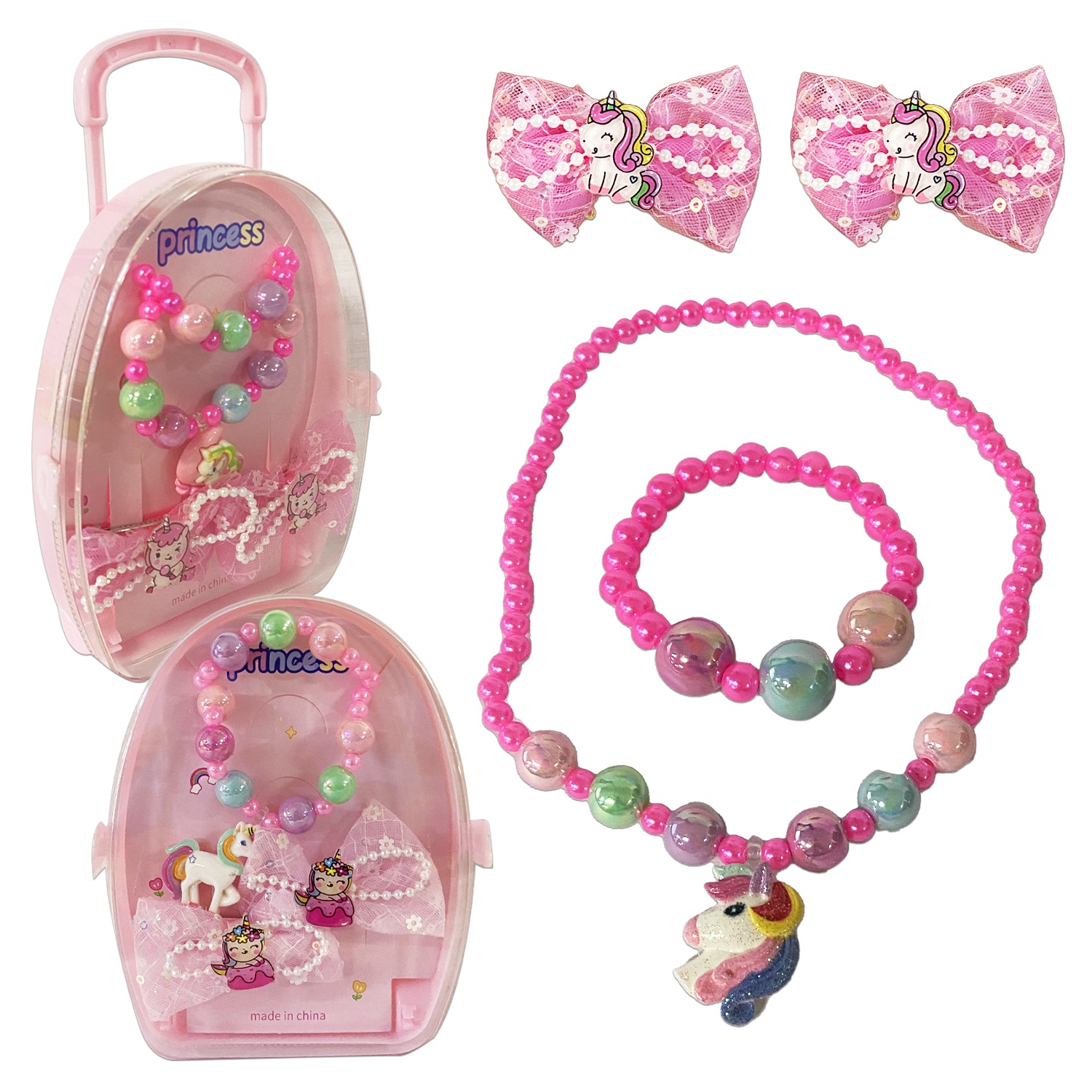 BOLSO CON COLLAR Y GANCHOS PARA EL CABELLO (PQTX12)