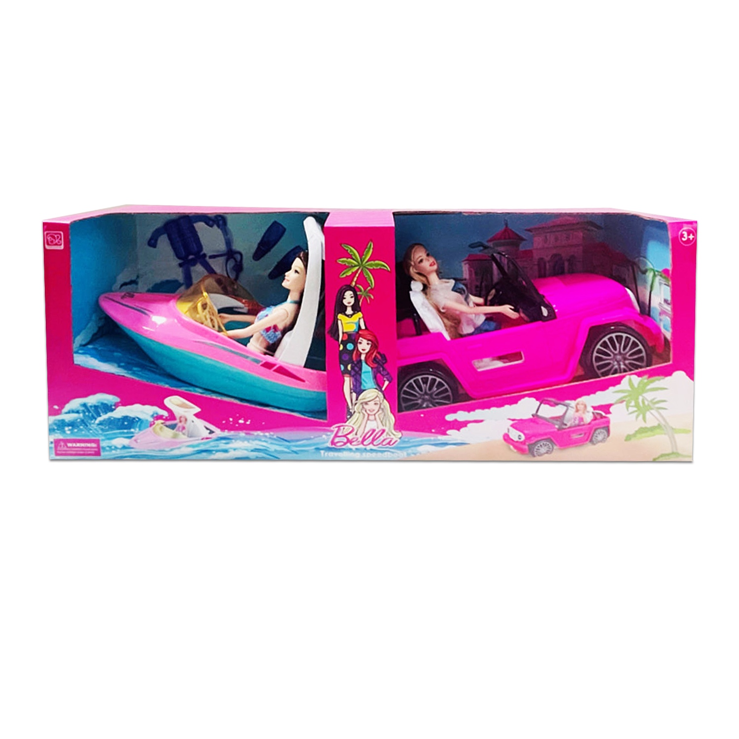 BARBIES X2 CARRO Y LANCHA CJA R668-AB