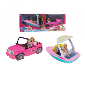 BARBIES X2 CARRO Y LANCHA CJA R668-AB