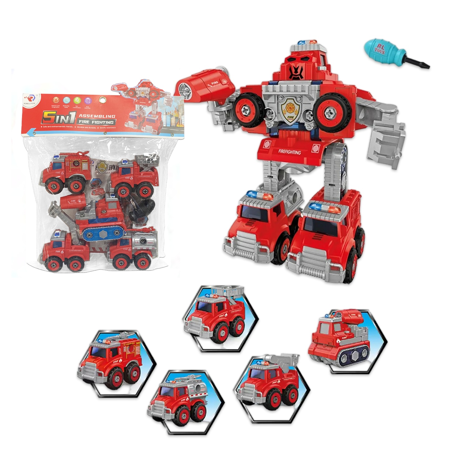 CARROS BOMBEROS TRANSFORME X5 RL589-15B