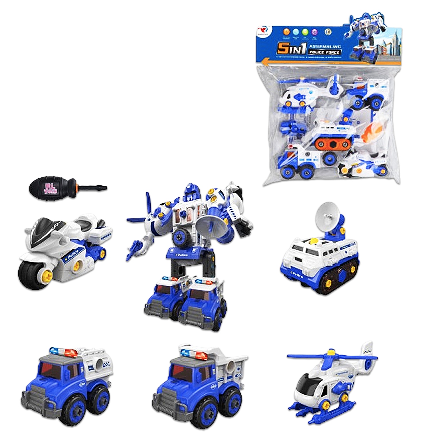 CARROS POLICIA TRANSFORME X6  RL589-16B