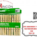 PQTE. GANCHO MADERA 7.1*1.3CM PARA TENDER ROPA BMR-2982