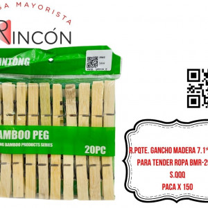 PQTE. GANCHO MADERA 7.1*1.3CM PARA TENDER ROPA BMR-2982