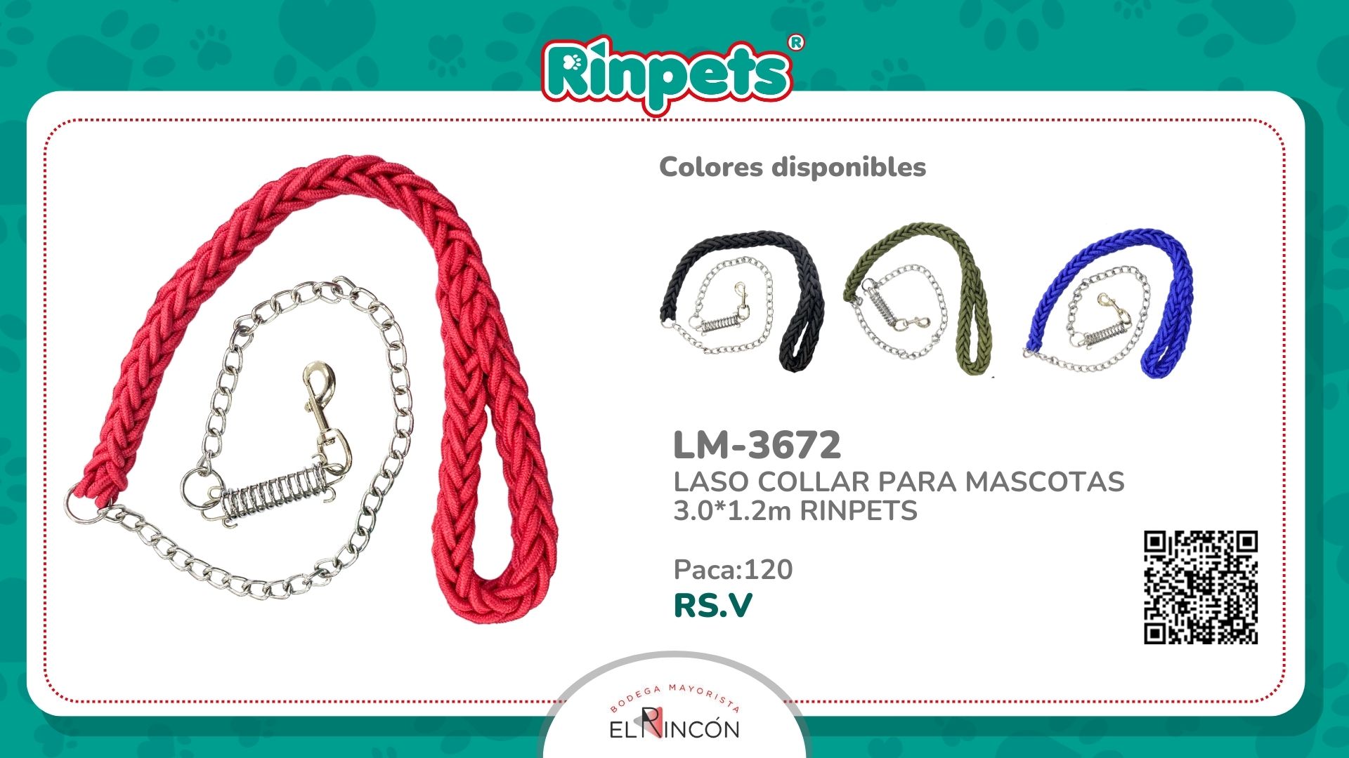 LASO COLLAR PARA MASCOTAS 3.0*1.2m RINPETS BMR-3672