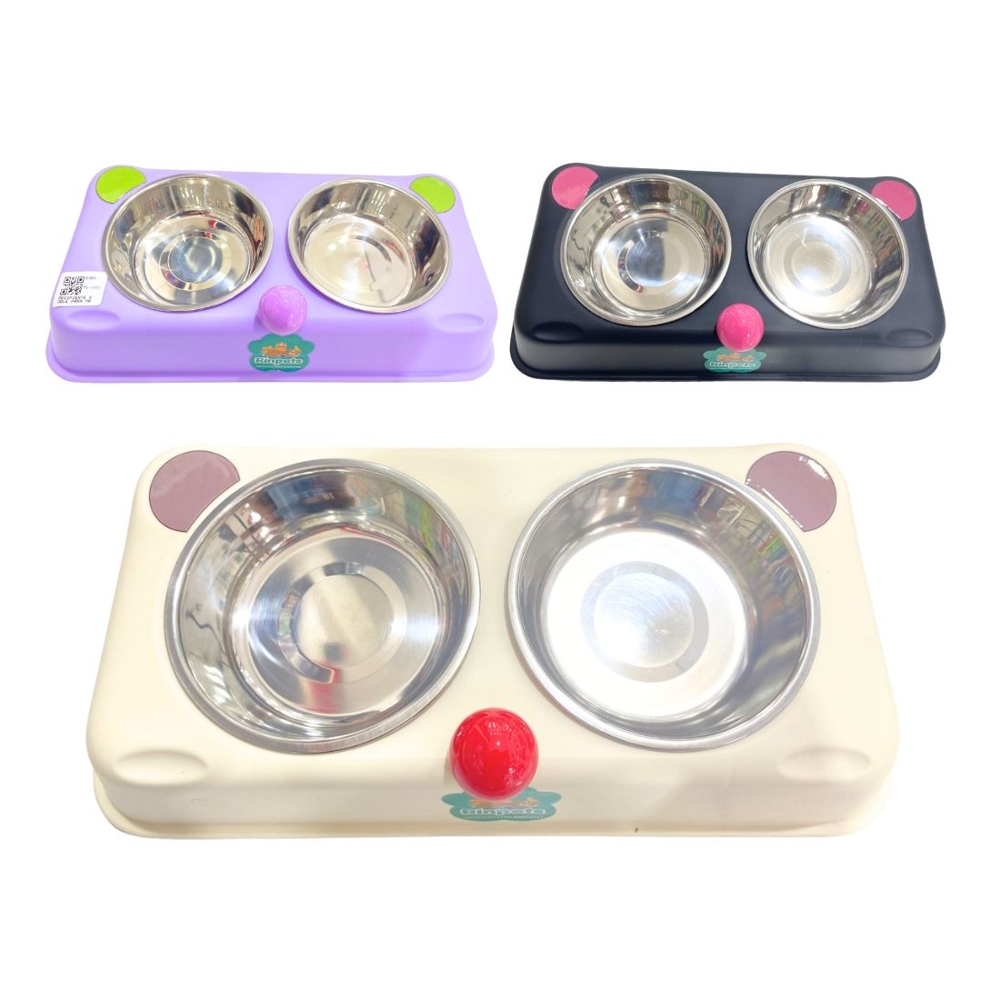 RECIPIENTE DOBLE PARA MASCOTA RINPETS 36*18CM BMR-5391