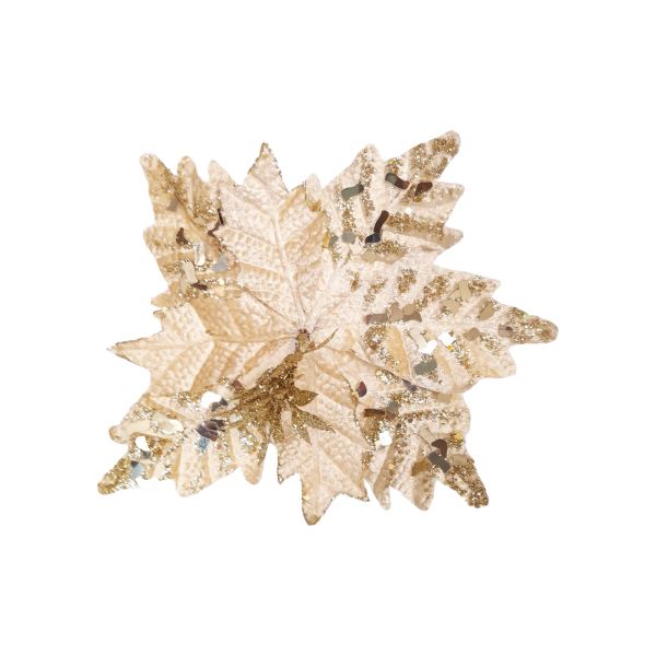 FLOR NAVIDEÑA DORADA 20CM (BJX80)