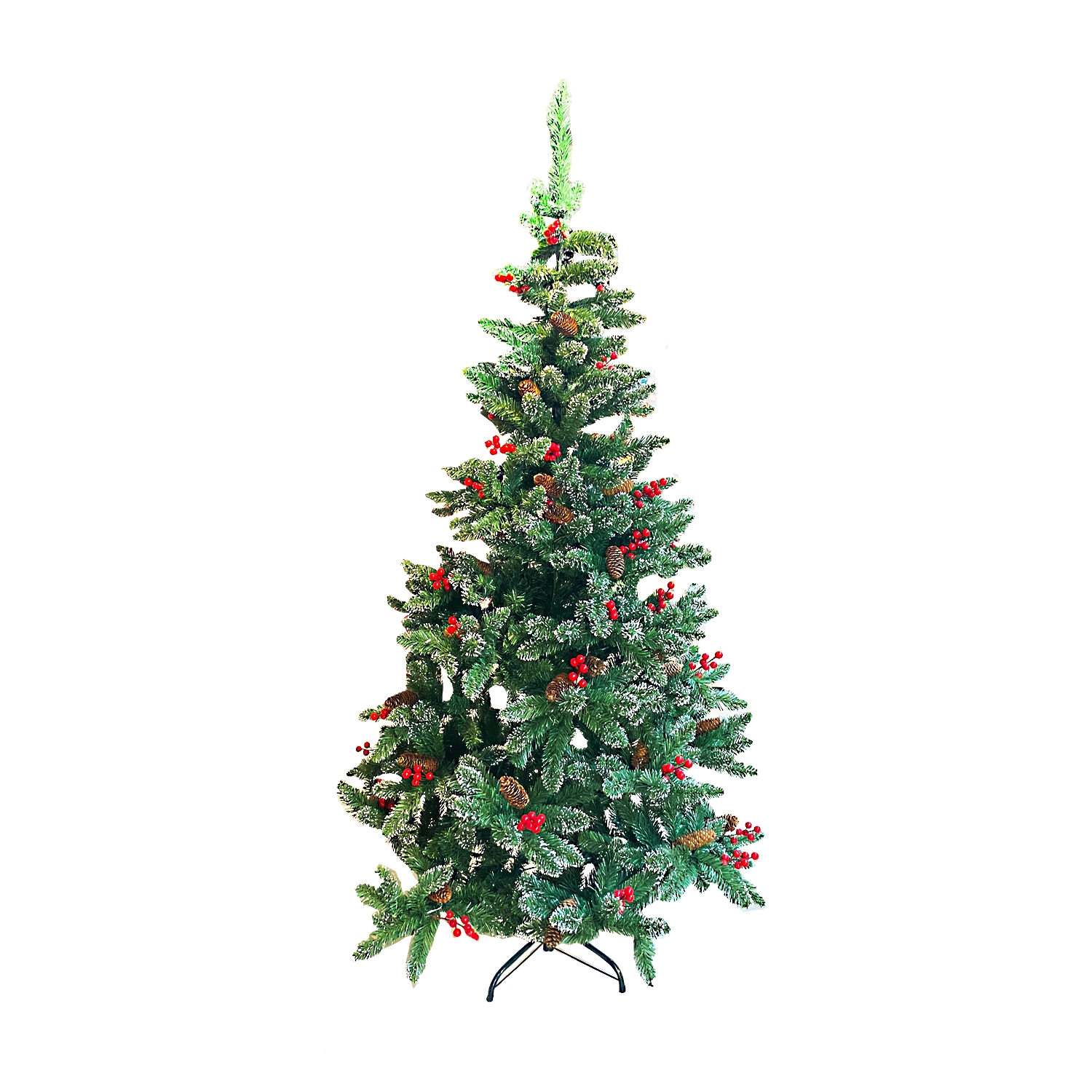 ARBOL NAVIDEÑO CON ADORNOS PUNTAS BLANCAS 180CM 630T