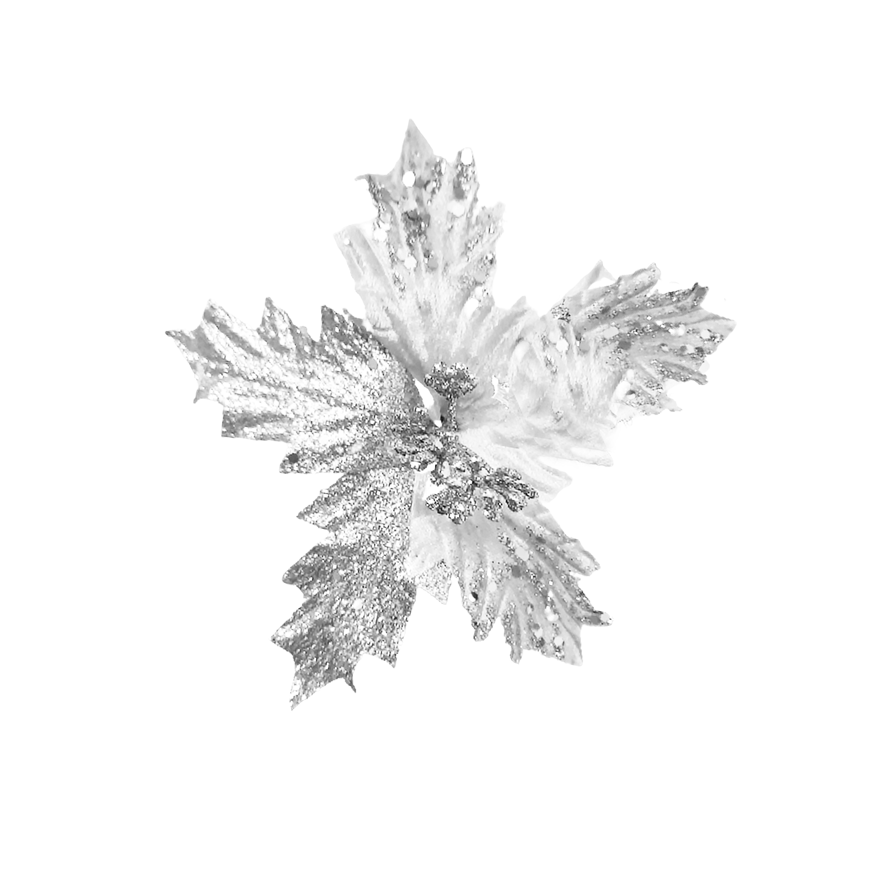 FLOR NAVIDEÑA PLATEADA 15CM (BJX120)