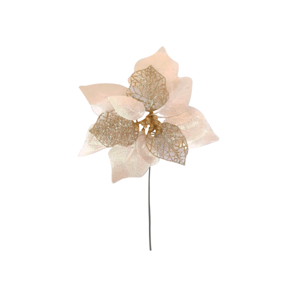 FLOR NAVIDEÑA DORADA 21CM (PQTX24)