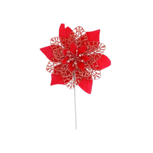 FLOR NAVIDEÑA ROJA 15CM (PQTX24)