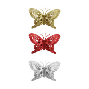 ADORNO PIN MARIPOSA NAVIDEÑA X3