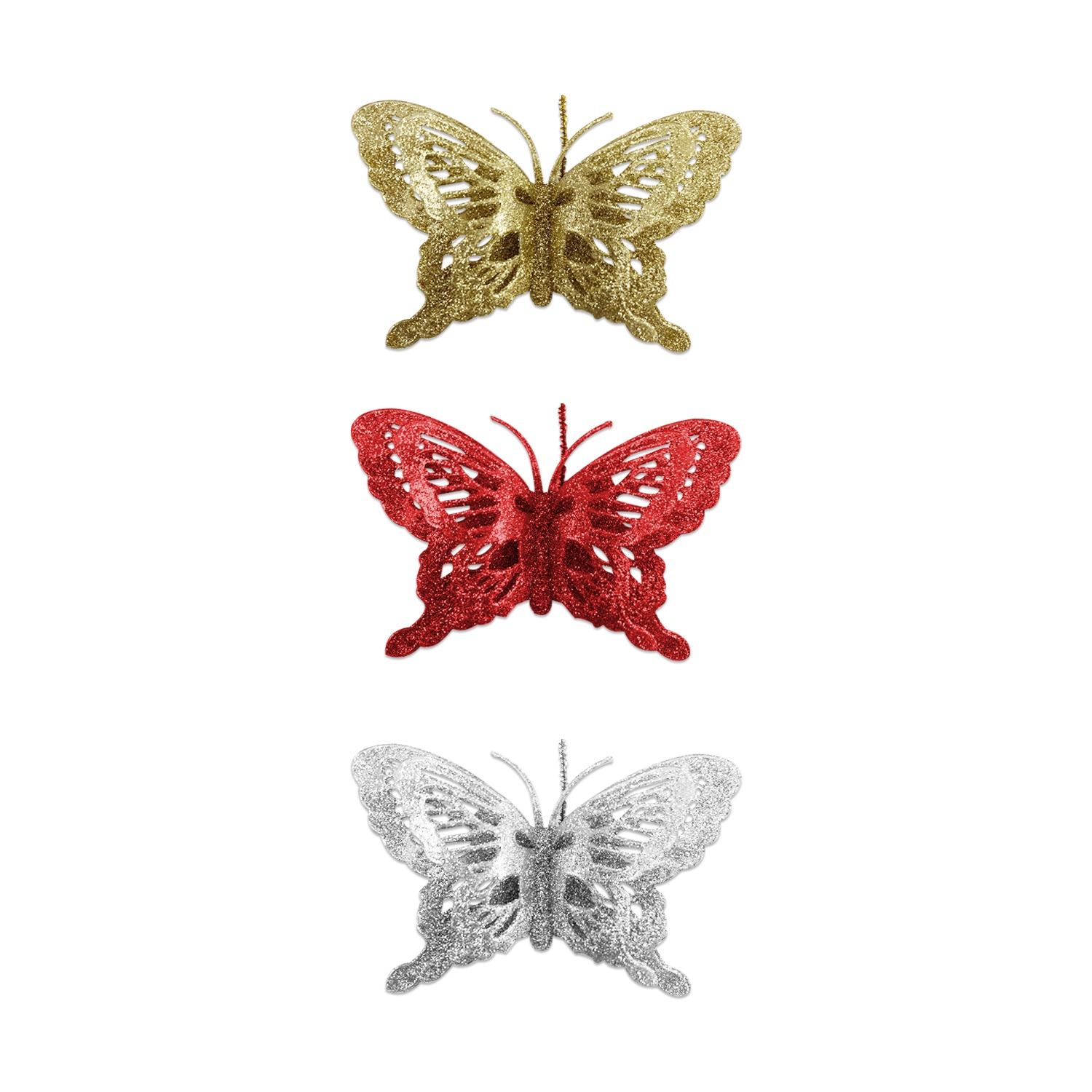 ADORNO PIN MARIPOSA NAVIDEÑA X3