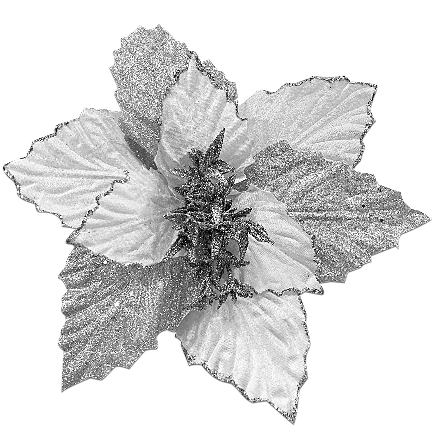 FLOR NAVIDEÑA PLATEADA 40CM (BJX80)