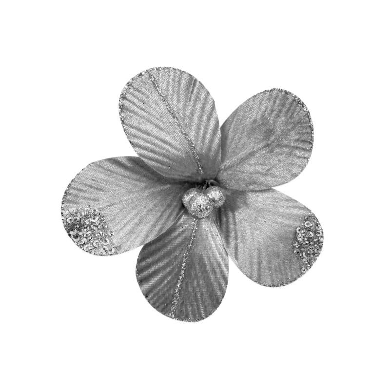 FLOR NAVIDEÑA PLATEADA 15CM (BDJX300)*