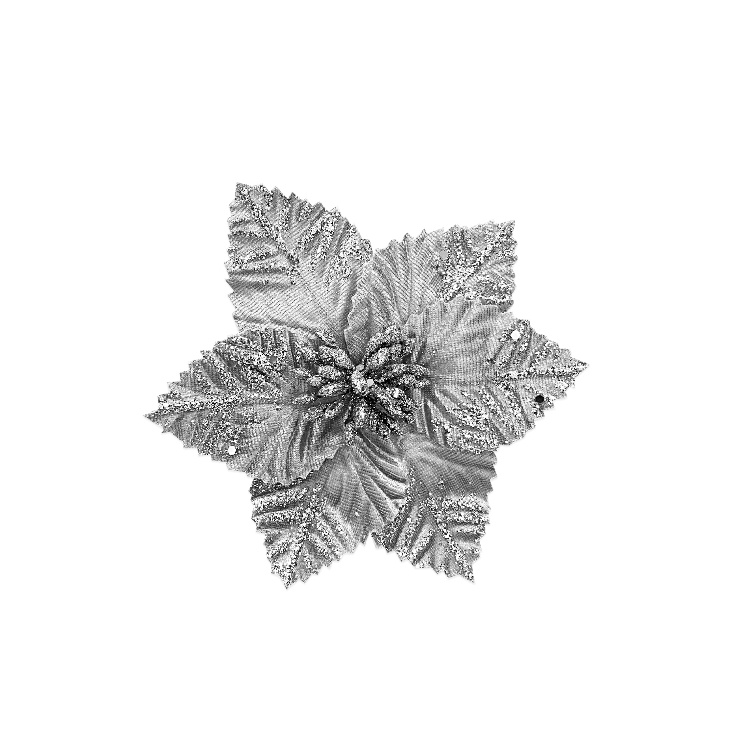 FLOR NAVIDEÑA PLATEADA 14CM (BJX120)