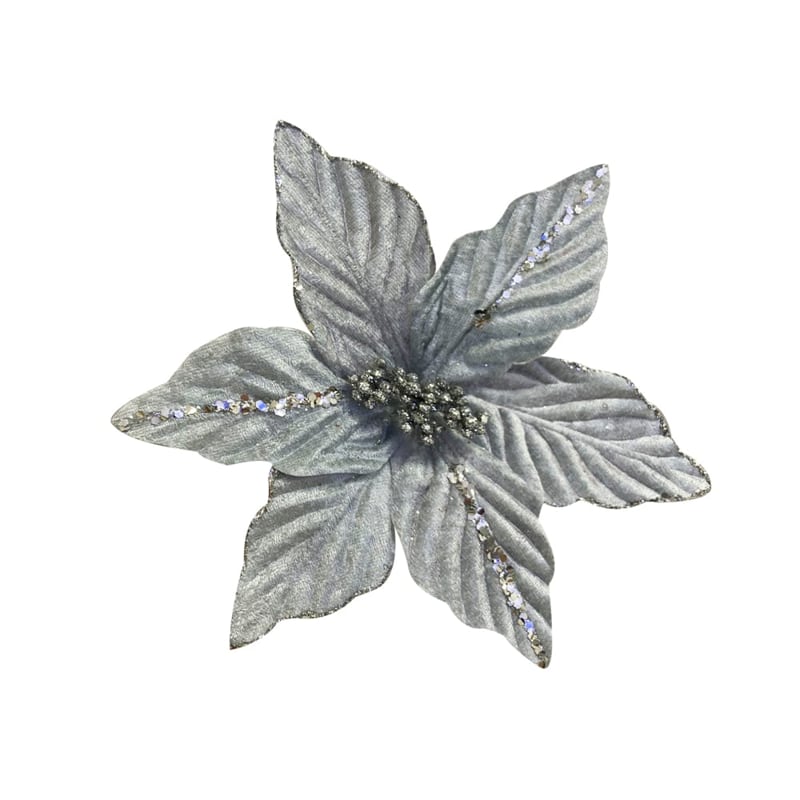 FLOR NAVIDEÑA PLATEADA 23CM