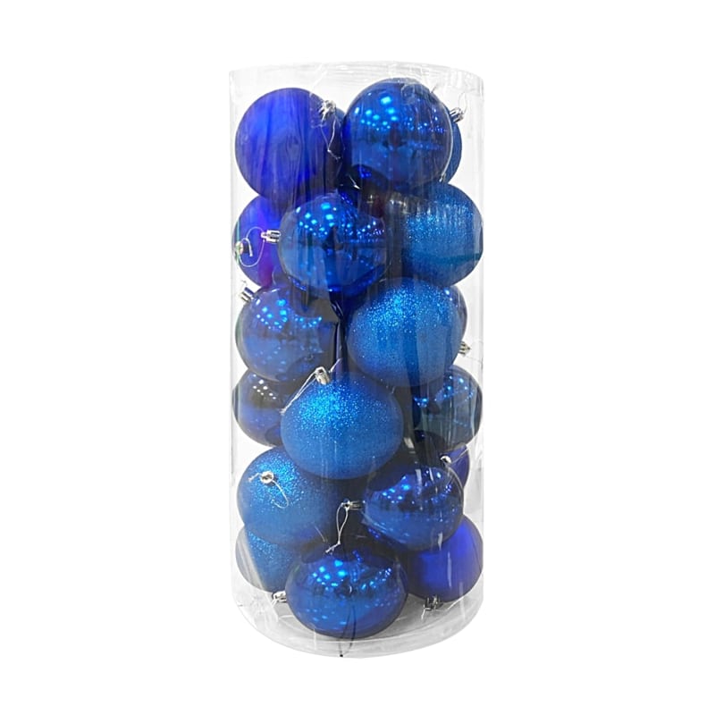 BOLAS NAVIDEÑAS AZUL 10CM X24