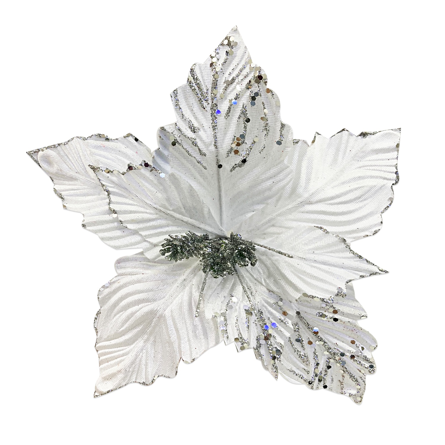 FLOR NAVIDEÑA PLATEADA 30CM (BJX100)