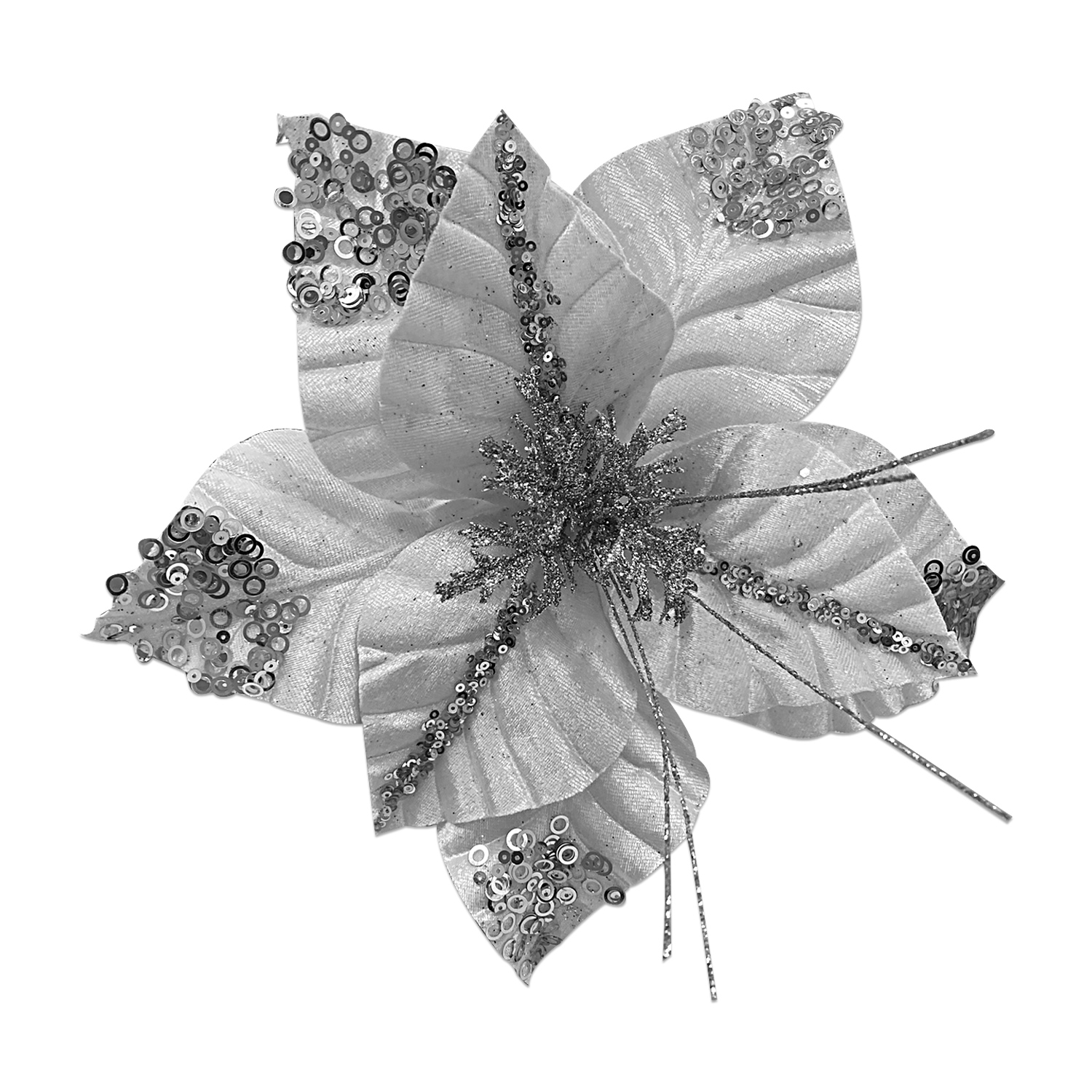 FLOR NAVIDEÑA PLATEADA 32CM (BJX80)