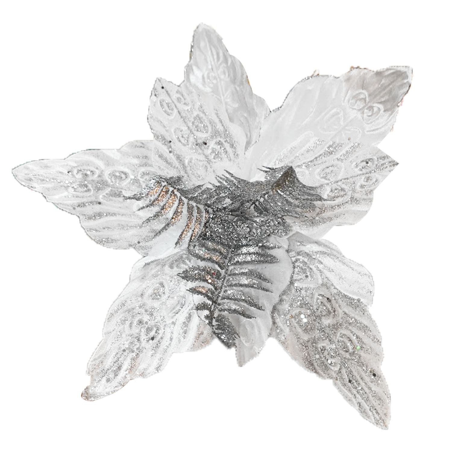 FLOR NAVIDEÑA PLATEADA 45CM (BJX60)