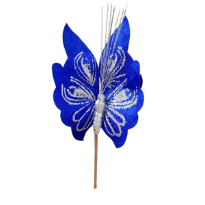 FLOR MARIPOSA NAVIDEÑA AZUL 22CM (BJX80)