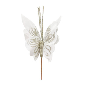 FLOR MARIPOSA NAVIDEÑA BLANCA 22CM (BJX80)