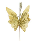 FLOR MARIPOSA NAVIDEÑA DORADA 22CM (BJX80)