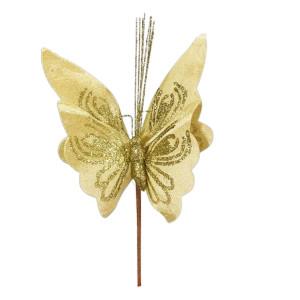 FLOR MARIPOSA NAVIDEÑA DORADA 22CM (BJX80)