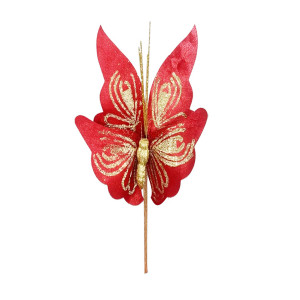 FLOR MARIPOSA NAVIDEÑA ROJA 22CM (BJX80)