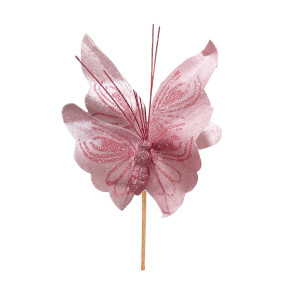 FLOR MARIPOSA NAVIDEÑA ROSADA 22CM (BJX80)