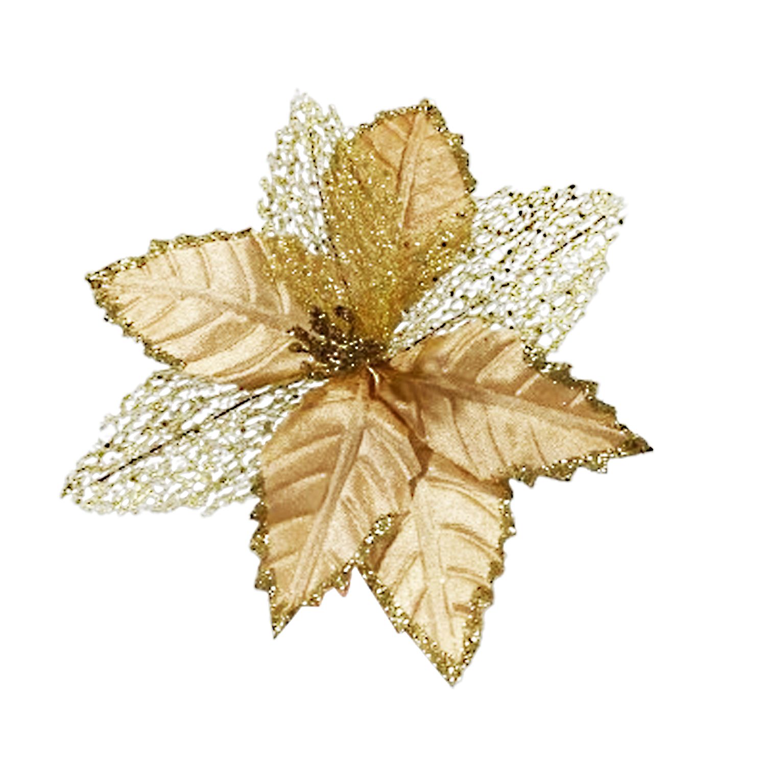 FLOR NAVIDEÑA DORADA 33CM (BJX80)