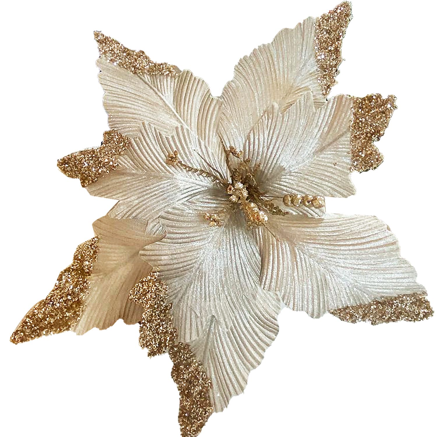 FLOR NAVIDEÑA CHAMPAÑA 50CM (BJX60)