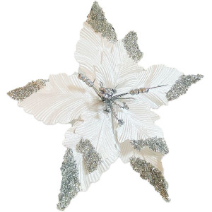 FLOR NAVIDEÑA PLATEADA 50CM (BJX60)