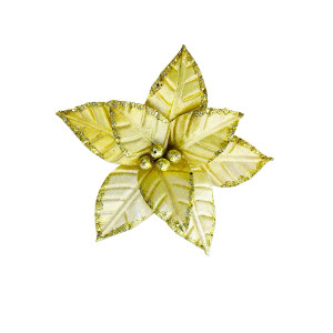 FLOR NAVIDEÑA DORADA 26CM (BJX100)