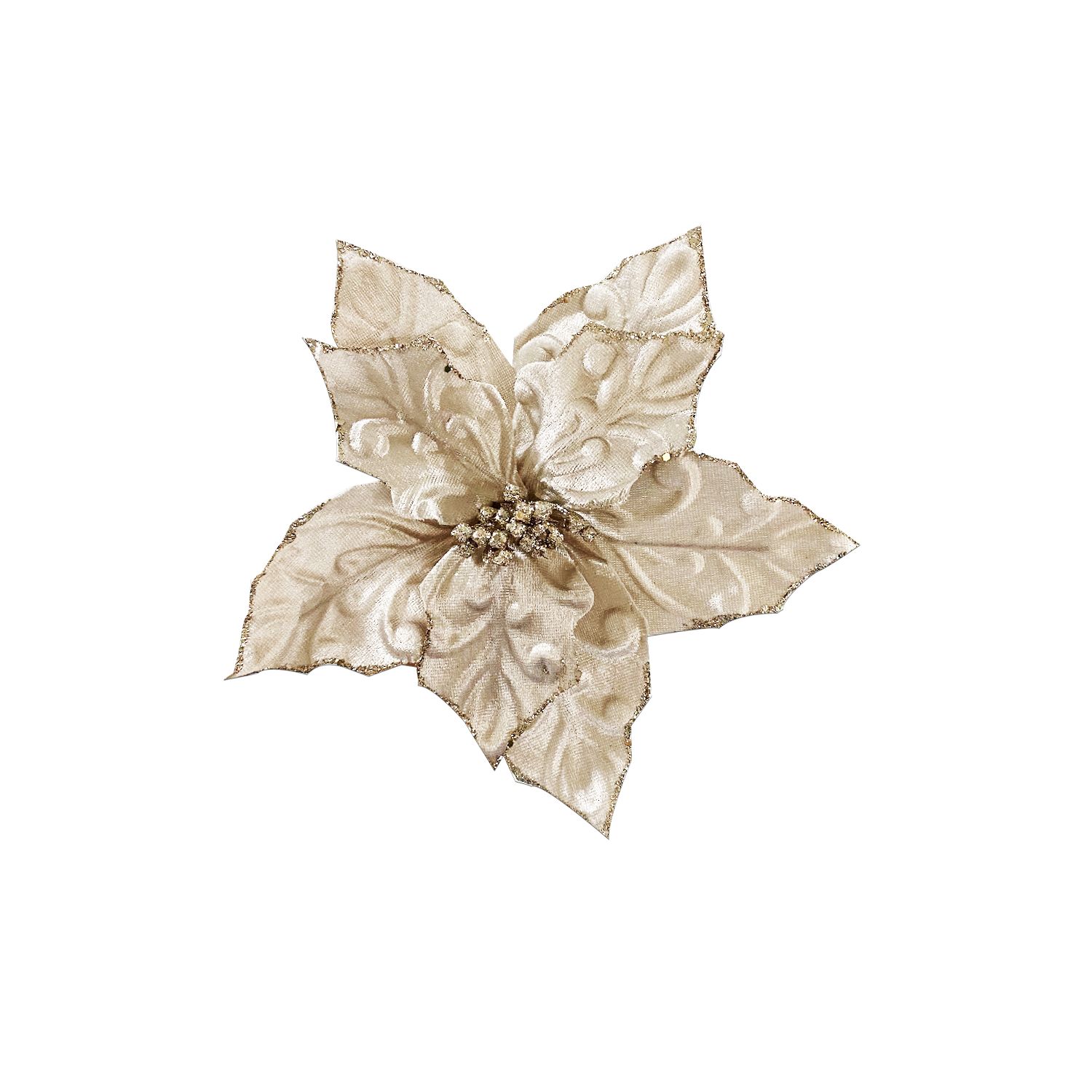 FLOR NAVIDEÑA CHAMPAÑA 25CM (BJX100)