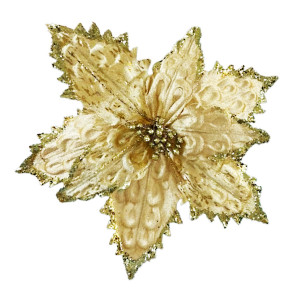 FLOR NAVIDEÑA DORADA 34CM (BJX80)
