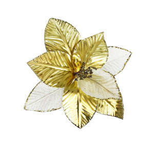 FLOR NAVIDEÑA DORADA 30CM (BJX80)